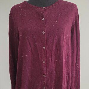 Ann Taylor LOFT Outlet Maroon White-Flecked Cardigan XL